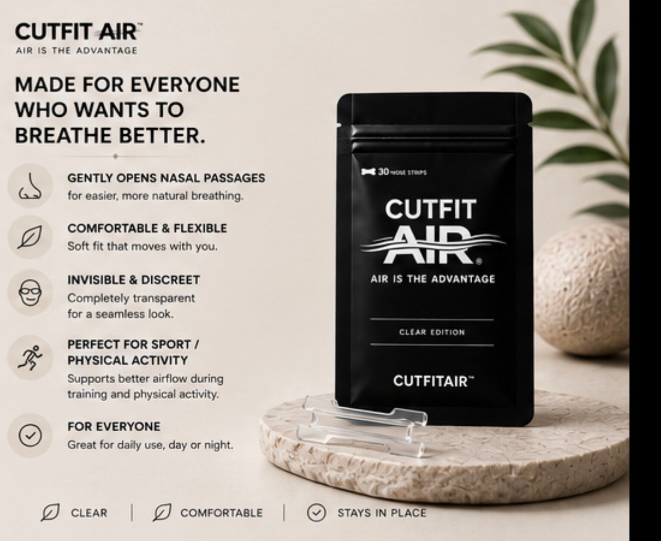 CutFit Air Invisible Nasal Strips – Clear Edition
