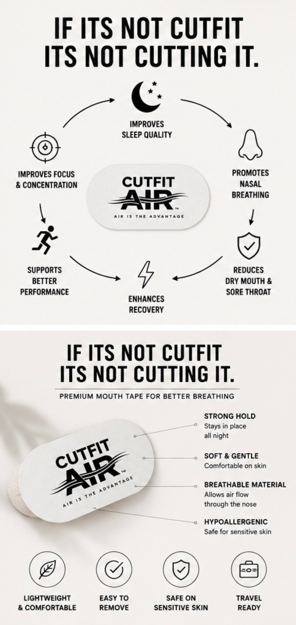 CutFit Air Mouth Tape – White Edition