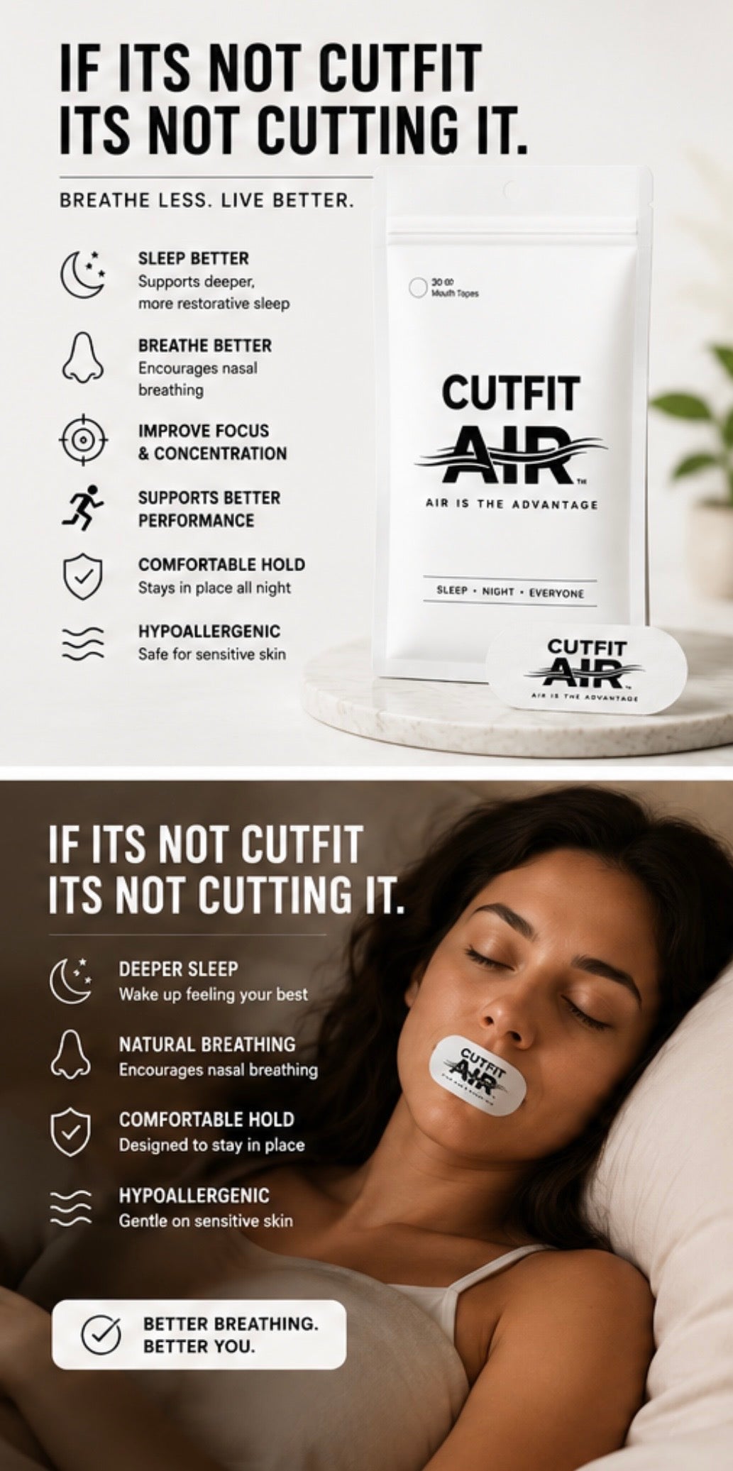 CutFit Air Mouth Tape – White Edition